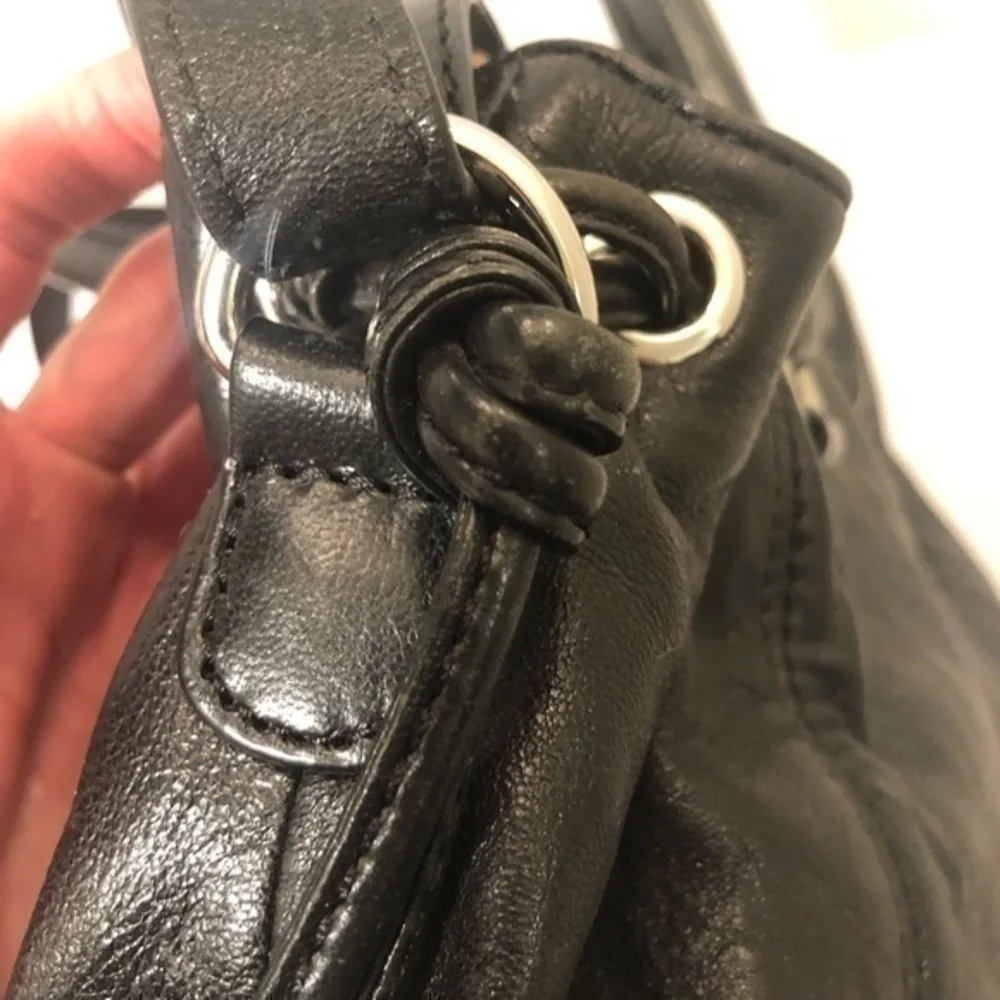 Michael kors black leather two way drawstring bag